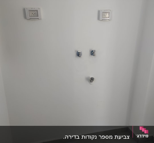קיר לבן עם שקעים וצינורות